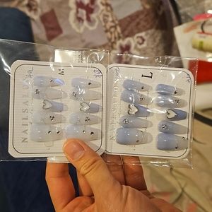 Med or Large romantic heart softcore romantic jeweled press on nails